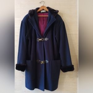 Ashley Scott Navy Blue Wool PeaCoat (L)